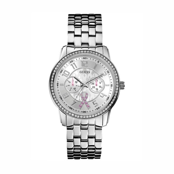 GUESS Limited Edition Breast Cancer Awareness Silver Watch - Picture 1 of 6